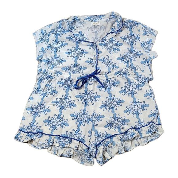 Jayes Studio Other - Womens Octopus Pajama Set Size XL Blue White Coastal Nautical Cotton